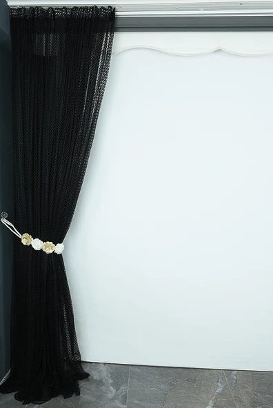 ORKİDE SİYAH RENK TEK KANAT Hazır dikilmiş Pileli Fon Perde 300*260 cm - Resim 5