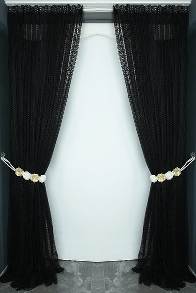 ORKİDE SİYAH RENK TEK KANAT Hazır dikilmiş Pileli Fon Perde 300*260 cm - Resim 7