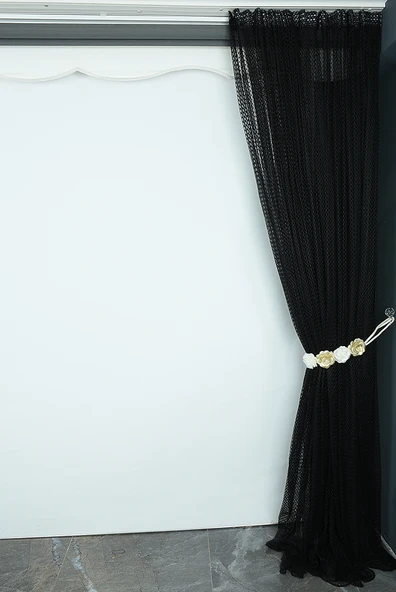 ORKİDE SİYAH RENK TEK KANAT Hazır dikilmiş Pileli Fon Perde 300*260 cm - Resim 6