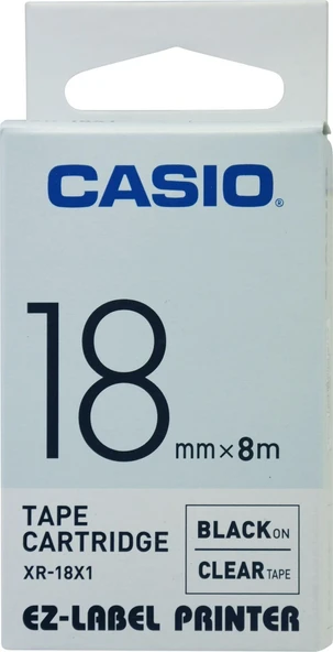 Casio XR-18X1 (Clr/bk) Etiket Yazıcısı Kartuşu Şeffaf Renk Üstüne Siyah Baskı - 2