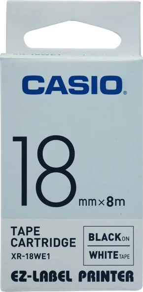 Casio XR-18WE1 (We/bk) Etiket Yazıcısı Kartuşu Beyaz Renk Üstüne Siyah Baskı - 2