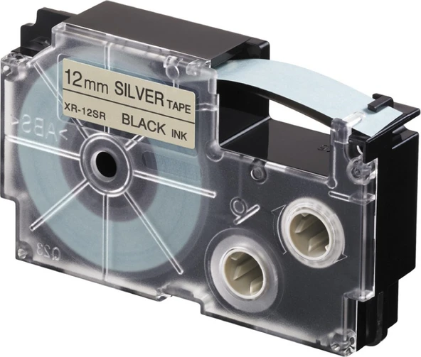 Casio XR-12SR1 (Silver/black) Etiket Yazıcısı Kartuşu Gümüş Renk Üstüne Siyah Baskı ürün görseli