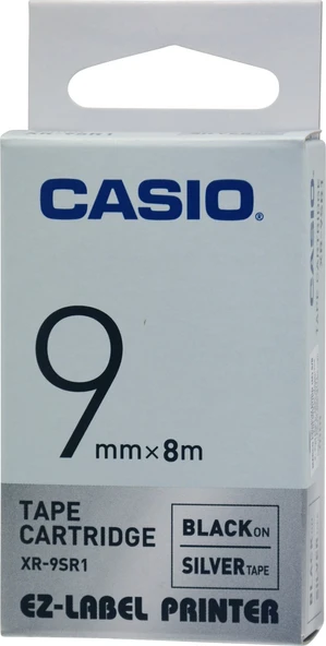 Casio Xr-9sr1 (Silver/black) Etiket Yazıcısı Kartuşu Gümüş Renk Üstüne Siyah Baskı - Resim 2
