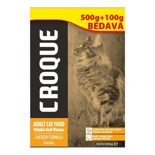 Croque Tavuklu Yetişkin Kedi Mama 500+100 Gr