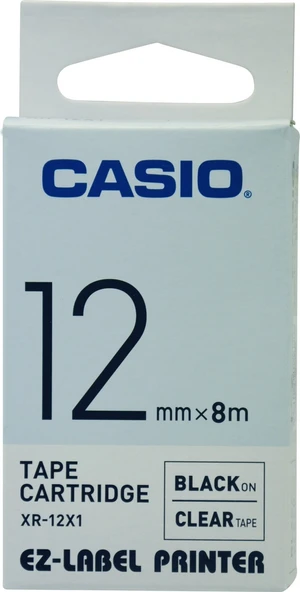 Casio XR-12X1 (Clr/bk) Etiket Yazıcısı Kartuşu Şeffaf Renk Üstüne Siyah Baskı - 2