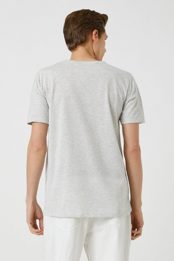 Bisiklet Yaka Tişört Dokulu Kısa Kollu Dar Kesim - Resim 4