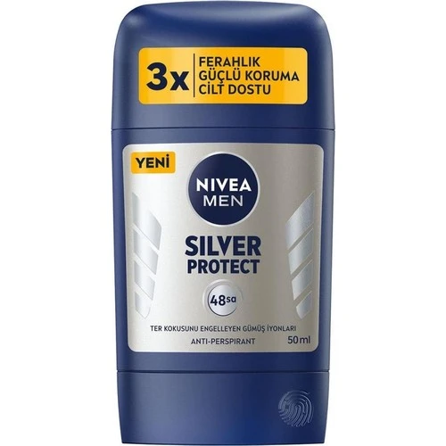 Nivea Men Erkek Stick Deodorant Silver Protect 50 ml Ter ve Ter Kokusna Karşı 48 Saat Anti-Perspiran