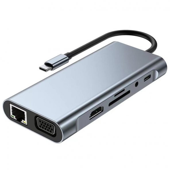 Peeq 11 İn 1 Alüminyum Alaşımlı Hdmı Vga Usb 3 0 Pd Ethernet Macbook Pc Uyumlu Adaptör Çoklayıcı Hub
