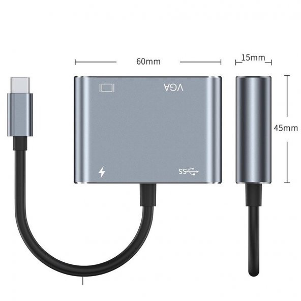 Peeq 4 İn 1 Alüminyum Alaşımlı Hdmı Vga Usb 3 0 Pd Macbook Pc Uyumlu Adaptör Çoklayıcı Hub - 2