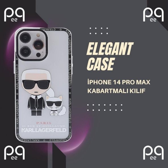 Peeq Apple iPhone 14 Pro Max Kabartmalı Paris Koruyucu Kılıf