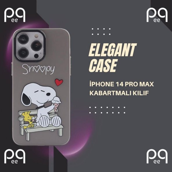 Peeq Apple iPhone 14 Pro Max Kabartmalı Snoopy Koruyucu Kılıf