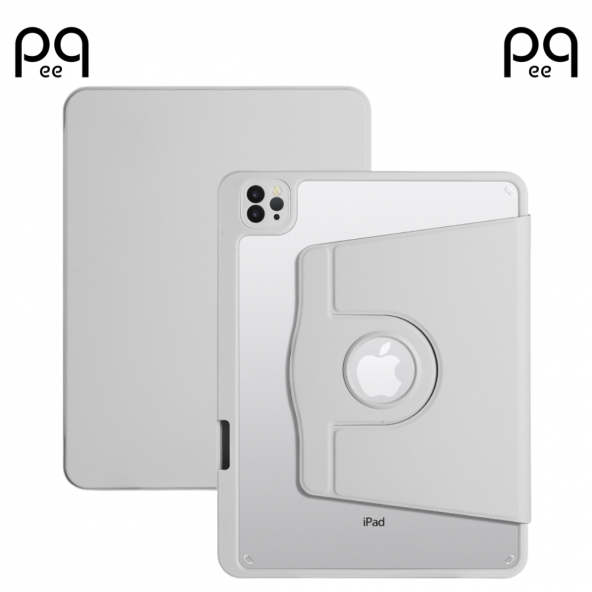 Peeq Apple iPad Air 10.9 2020 (4.Nesil) Kılıf Termik Kalem Bölmeli Dönebilen Standlı Kılıf