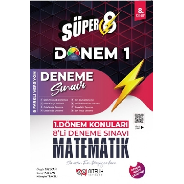 Nitelik Yayınları Süper 8. Sınıf Matematik 1. Dönem 8'li Deneme Sınavı