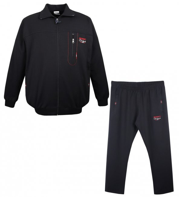 Erkek Büyük Beden Eşofman Takımı Dekons Siyah