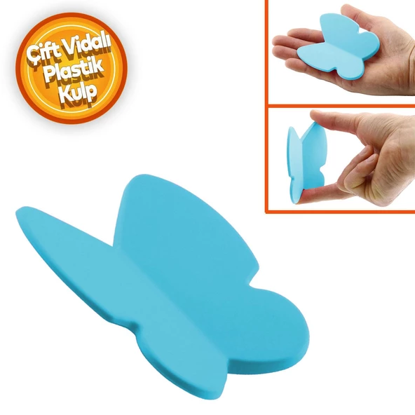Kelebek Çocuk Bebek Genç Odası Çekmece Dolap Kapak Kulpu Kulbu Plastik Mat Mavi Kulp 32 Mm