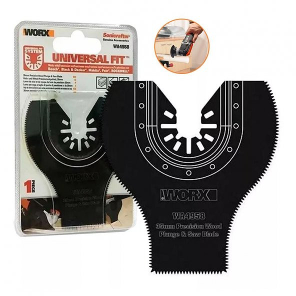 WORX WA4958 Çok Amaçlı Raspalama Makinası İçin 35x80mm 180˚ Ahşap, Fiberglas, PVC Universal Dalma/Kesme Bıçağı - 4