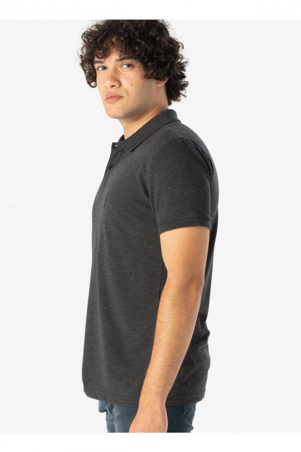 Polo Yaka Armürlü Siyah Erkek T-shirt Ts1014000267 - Resim 2