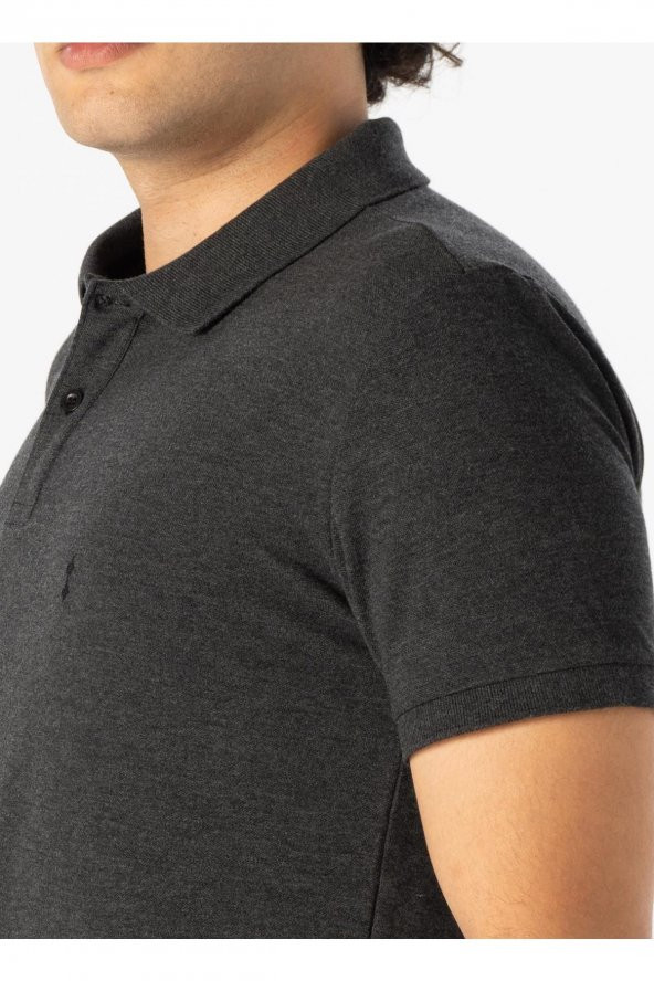 Polo Yaka Armürlü Siyah Erkek T-shirt Ts1014000267 - Resim 3