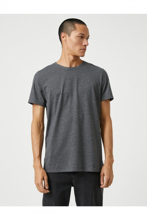 Basic Tişört Bisiklet Yaka Kısa Kollu Pamuklu - Resim 3