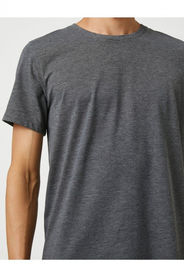 Basic Tişört Bisiklet Yaka Kısa Kollu Pamuklu - Resim 5