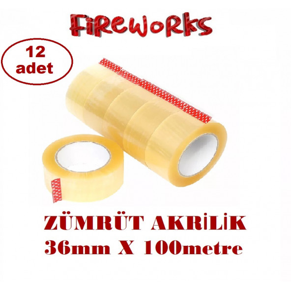 Fireworks Zümrüt 36mm X 100 Metre 12 Adet Koli Bandı