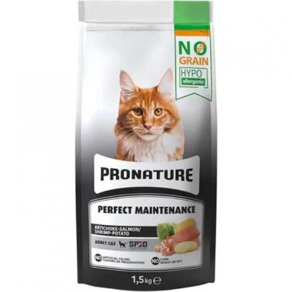 Pronature Perfect Maintenance Tahılsız Karidesli Somunlu Patatesli ve Enginarlı Yetişkin Kedi Maması 1,5 Kg