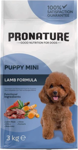 Pronature Daily Growth Kuzu Etli ve Pirinçli Küçük Irk Yavru Köpek Maması 3 Kg