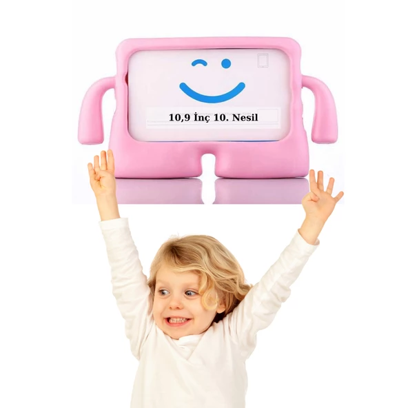 Apple iPad 10,9 inç 10. Nesil Uyumlu iBuy Standlı Fuchsia Yumuşak Eğlenceli Çocuk Tablet Kılıfı - Resim 2