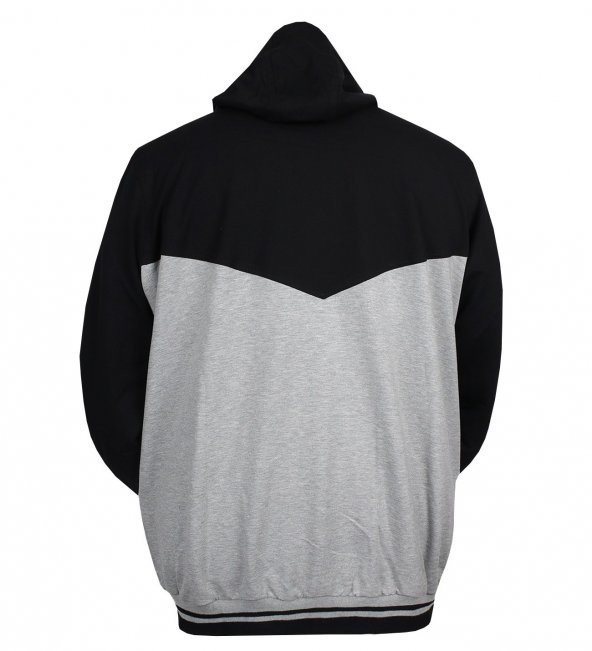 Erkek Büyük Beden Kapşonlu Eşofman Takımı Gri-Siyah - 4