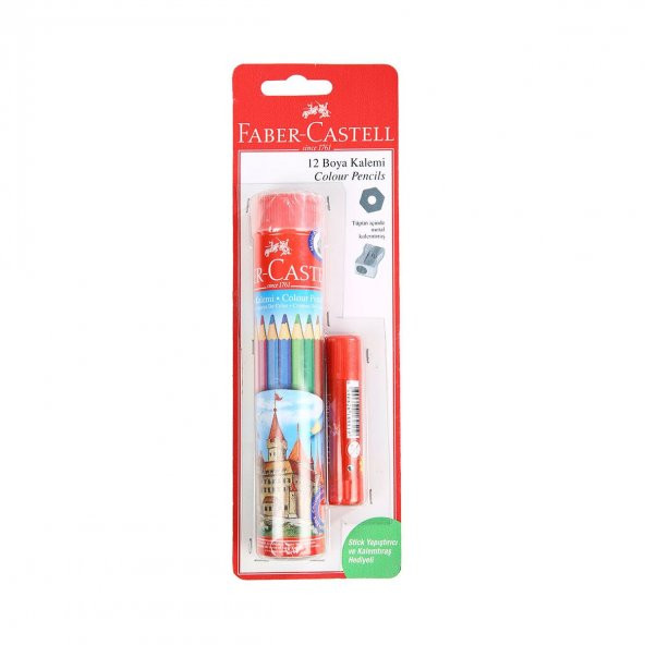 Faber Castell Redlıne 12 Renk Tüp Boya Kalemi - Kalemtıraş ve Stick Yapıştırıcı HEDİYELİ