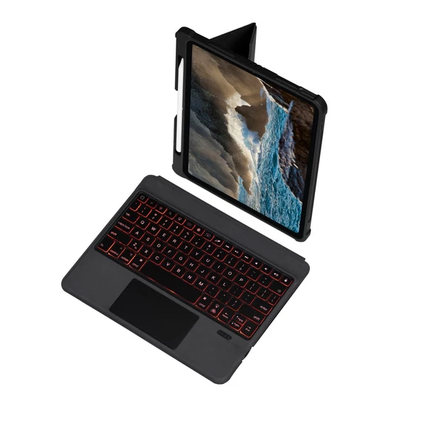 Apple iPad Pro 11 4. Nesil Kılıf Led Işıklı Magnetik Standlı Klavyeli Kılıf A2435 A2759 A2761 A2762 - Resim 2