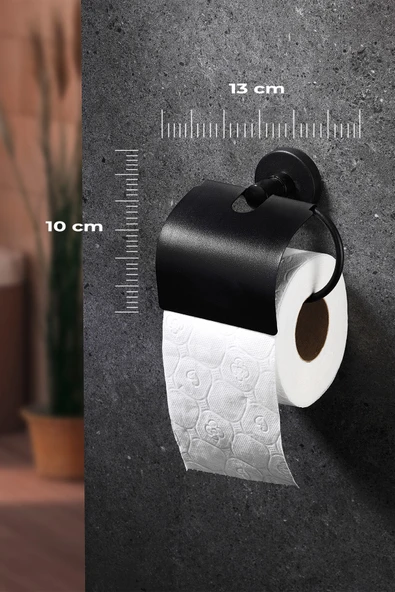 Sas Haus Yapışkanlı Siyah Geniş Kapaklı Tuvalet Kağıtlığı Wc Kağıtlık Tuvalet Kağıdı Askısı - 2