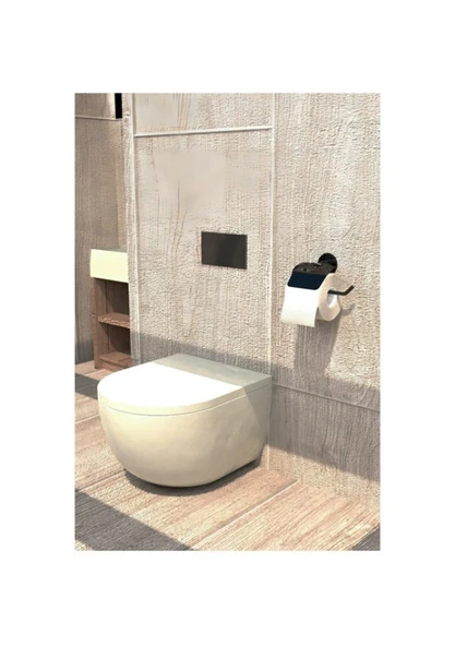 Sas Haus Yapışkanlı Siyah Geniş Kapaklı Tuvalet Kağıtlığı Wc Kağıtlık Tuvalet Kağıdı Askısı - 4