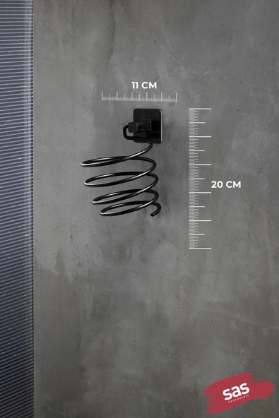 Sas Haus Yapışkanlı Saç Kurutmalık Siyah , Sihirli Yapışkanlı Siyah Saç Kurutma Makine Askısı Y-01 - Resim 2