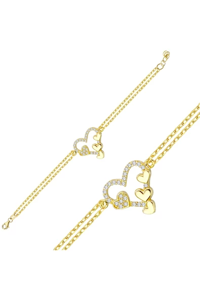 Lilarote Pırlanta Kalp Taşlı Altın Bileklik ürün görseli 1