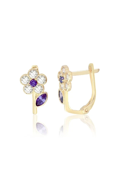 Renkli Taşlı Çiçek Altın Çocuk Küpe ürün görseli 1