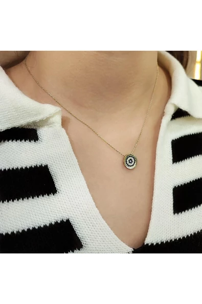 Lilarote Pırlanta Nazar Taşlı Altın Kolye - Resim 2