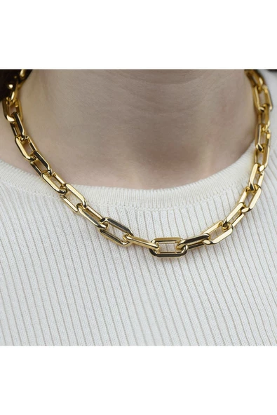 Lilarote Pırlanta 14 Ayar Altın Kalın Zincir Kolye - Resim 3