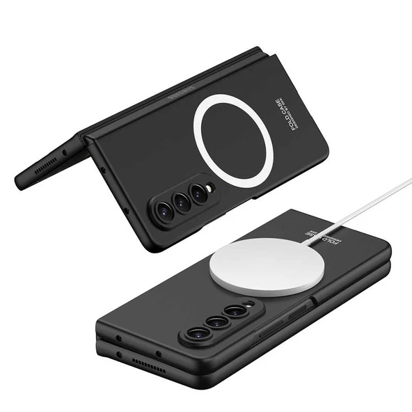 Galaxy Z Fold 4 Kılıf Wireless Şarj Özellikli Zore Kıpta Magsafe Kapak - Resim 7