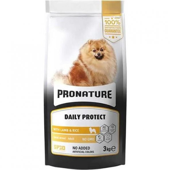 Pronature Daily Protect Kuzu Etli ve Pirinçli Küçük Irk Yetişkin Kuru Köpek Maması 3 Kg