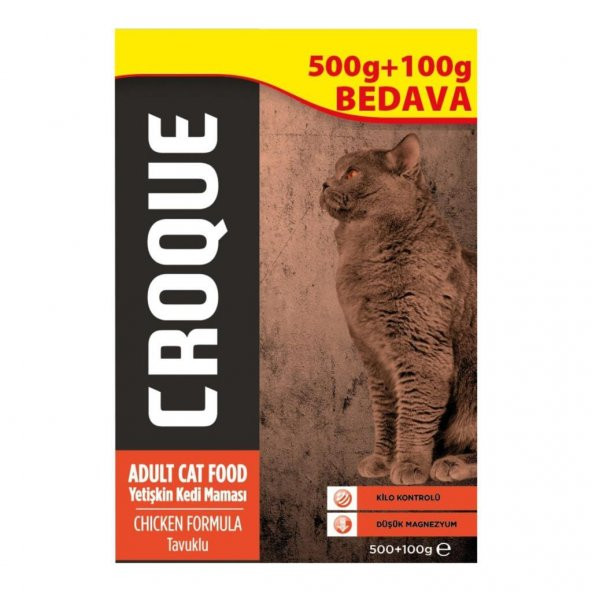 Croque Tavuklu Kısırlaştırılmış Yetişkin Kedi Mama 500+100 Gr