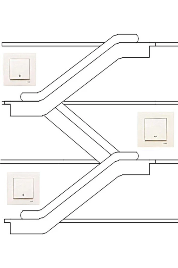Viko Karre Krem Deviatör - Permütatör - Ara Vavien Çerçeveli - Resim 4