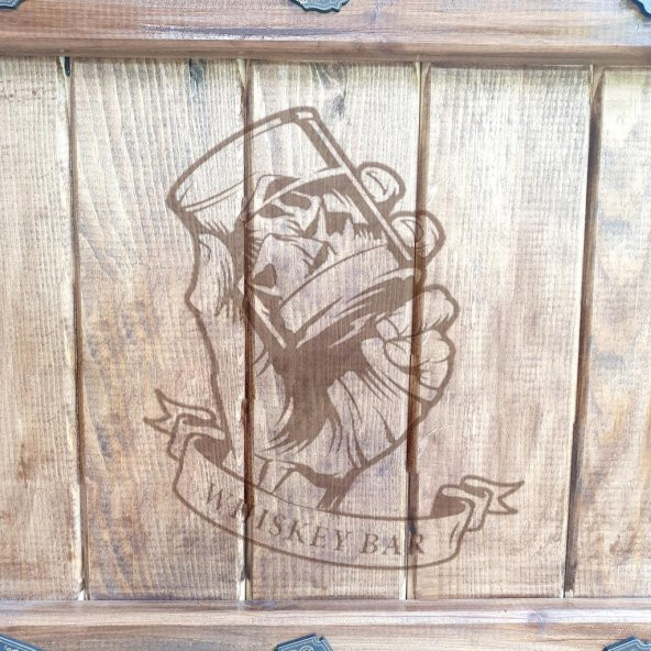 Veraart El Yapımı Whiskey Bar  Ahşap İçki Viski Dolabı - 2