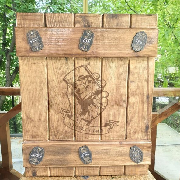 Veraart El Yapımı Whiskey Bar  Ahşap İçki Viski Dolabı - 3