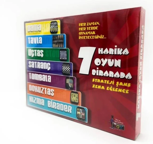 7 Nostaljik Oyun Birarada /Satranç- Dama - Kızma Birader - Tavla- 3 Taş Zeka Oyunu - 9 Taş Zeka Oyunu -Tombala - 6