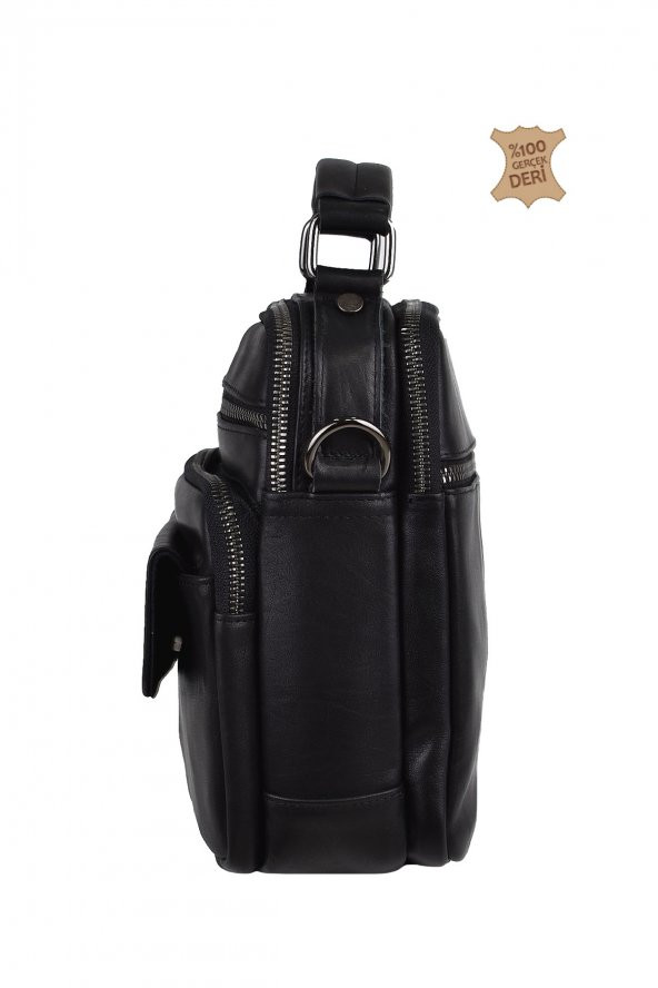 Elatae Ççs Çok Gözlü Hakiki Deri Erkek Çantası Siyah 31437 - 3