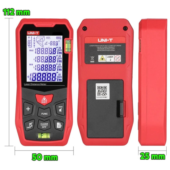 Uni-T LM50A Lazer Metre 50 M Lazer Mesafe Ölçer - Resim 3