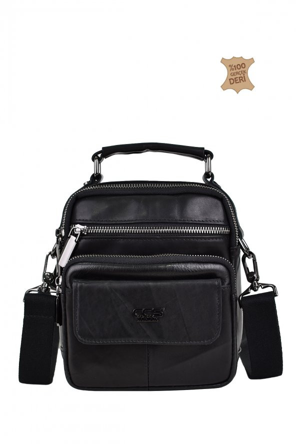 Elatae Ççs Çok Gözlü Hakiki Deri Erkek Çantası Siyah 31438 - Resim 2