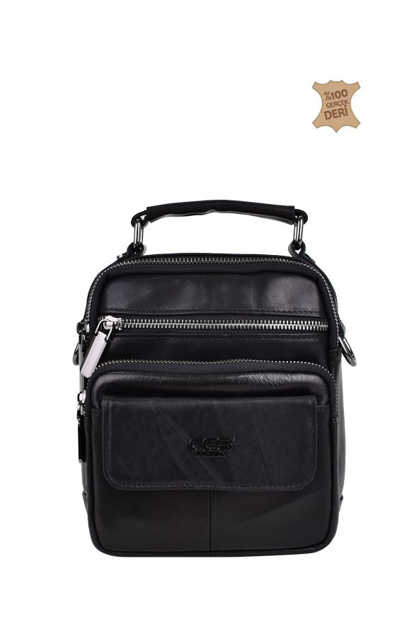 Elatae Ççs Çok Gözlü Hakiki Deri Erkek Çantası Siyah 31438 - Resim 3