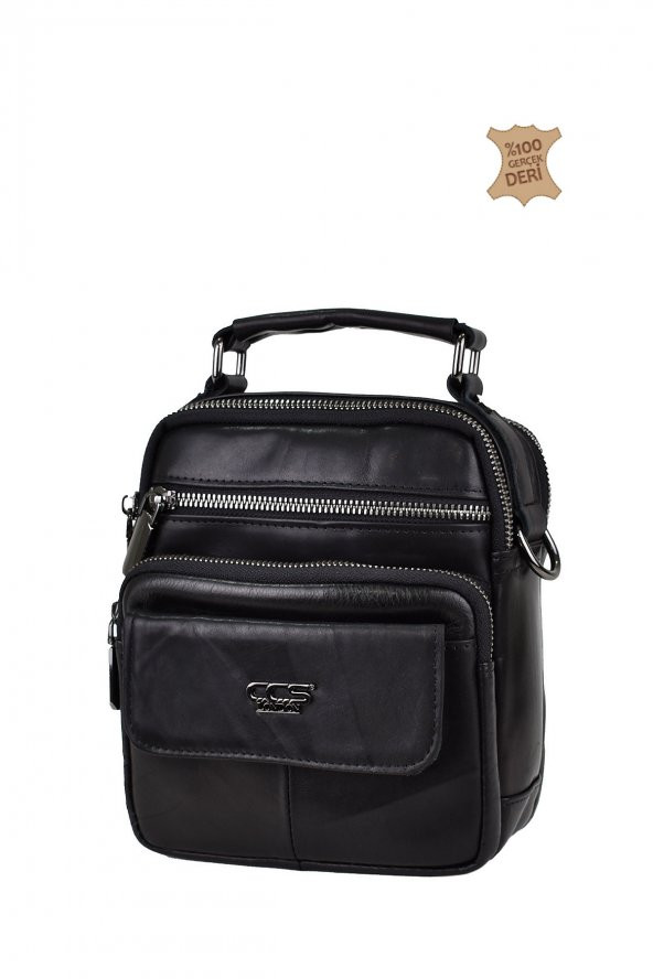 Elatae Ççs Çok Gözlü Hakiki Deri Erkek Çantası Siyah 31438 - Resim 5